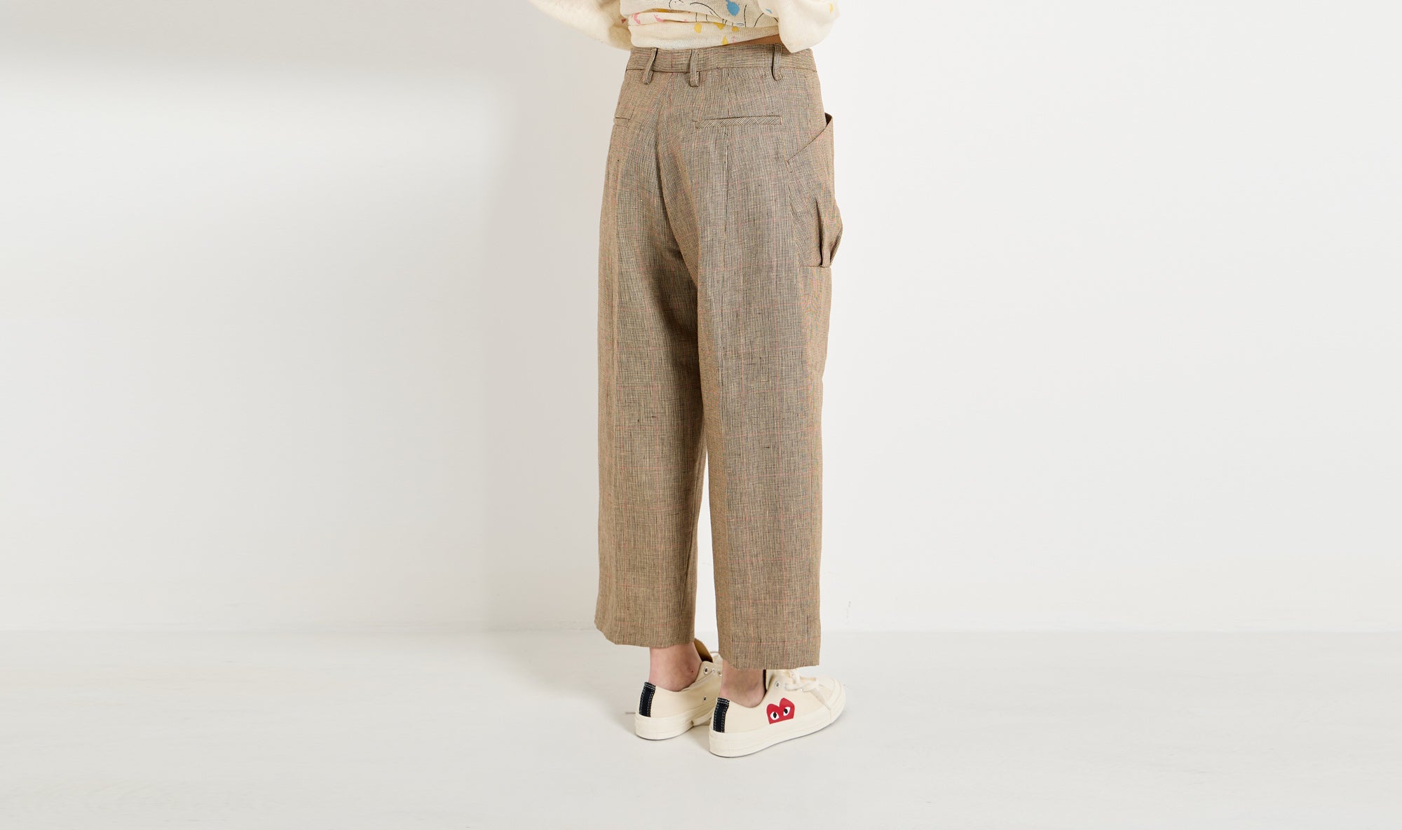 beige pied de poule check trousers
