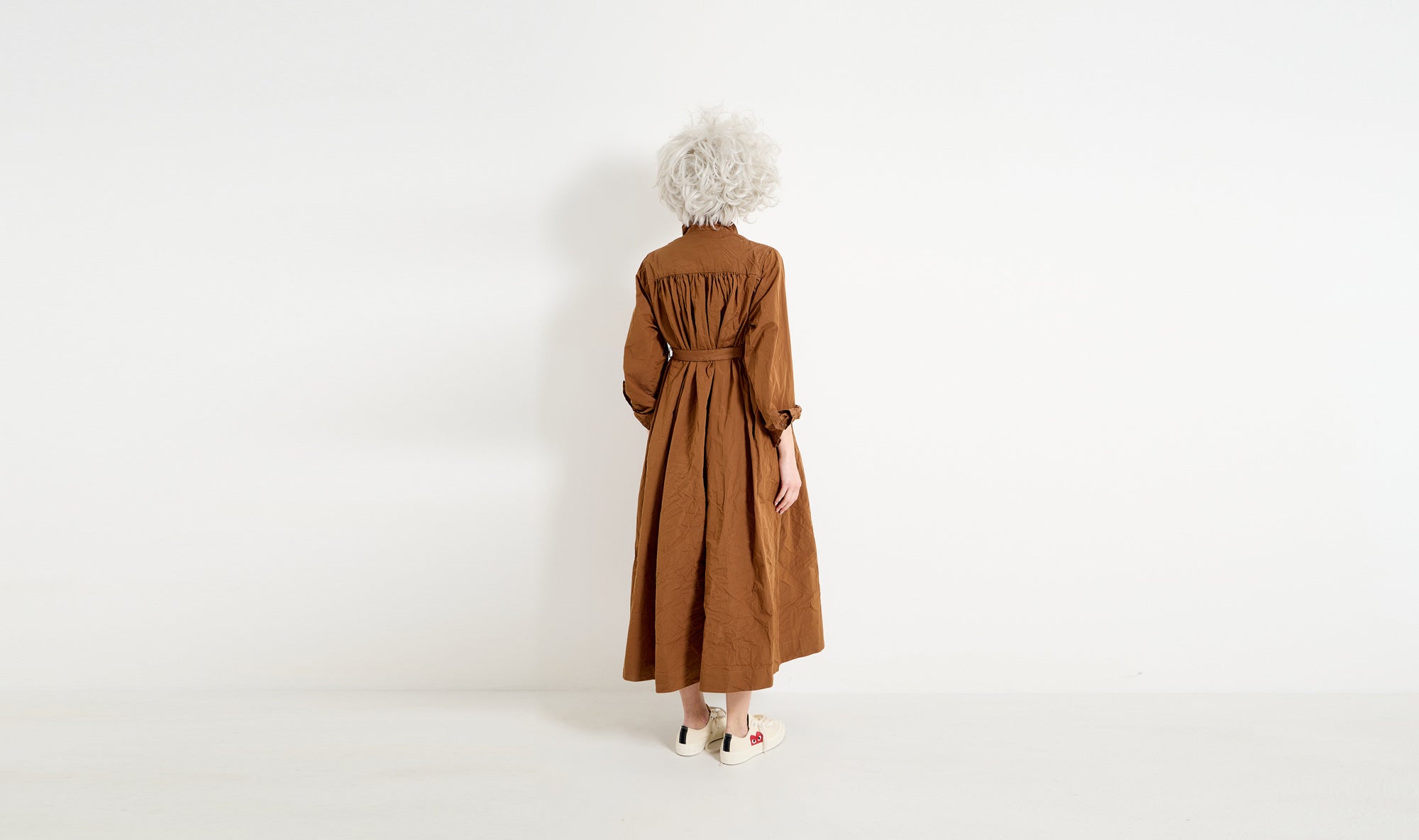 brown cotton wrap dress