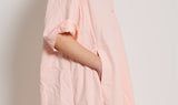 vestito rosa cotone lino