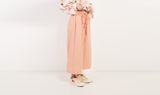 pink double drawstring cotton trousers