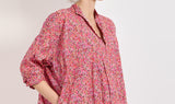 small pink flowers cotton long tunic