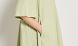 green linen cotton dress