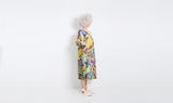multicolor pattern plissé dress