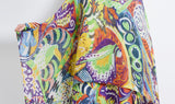 multicolor pattern plissé dress and scarf