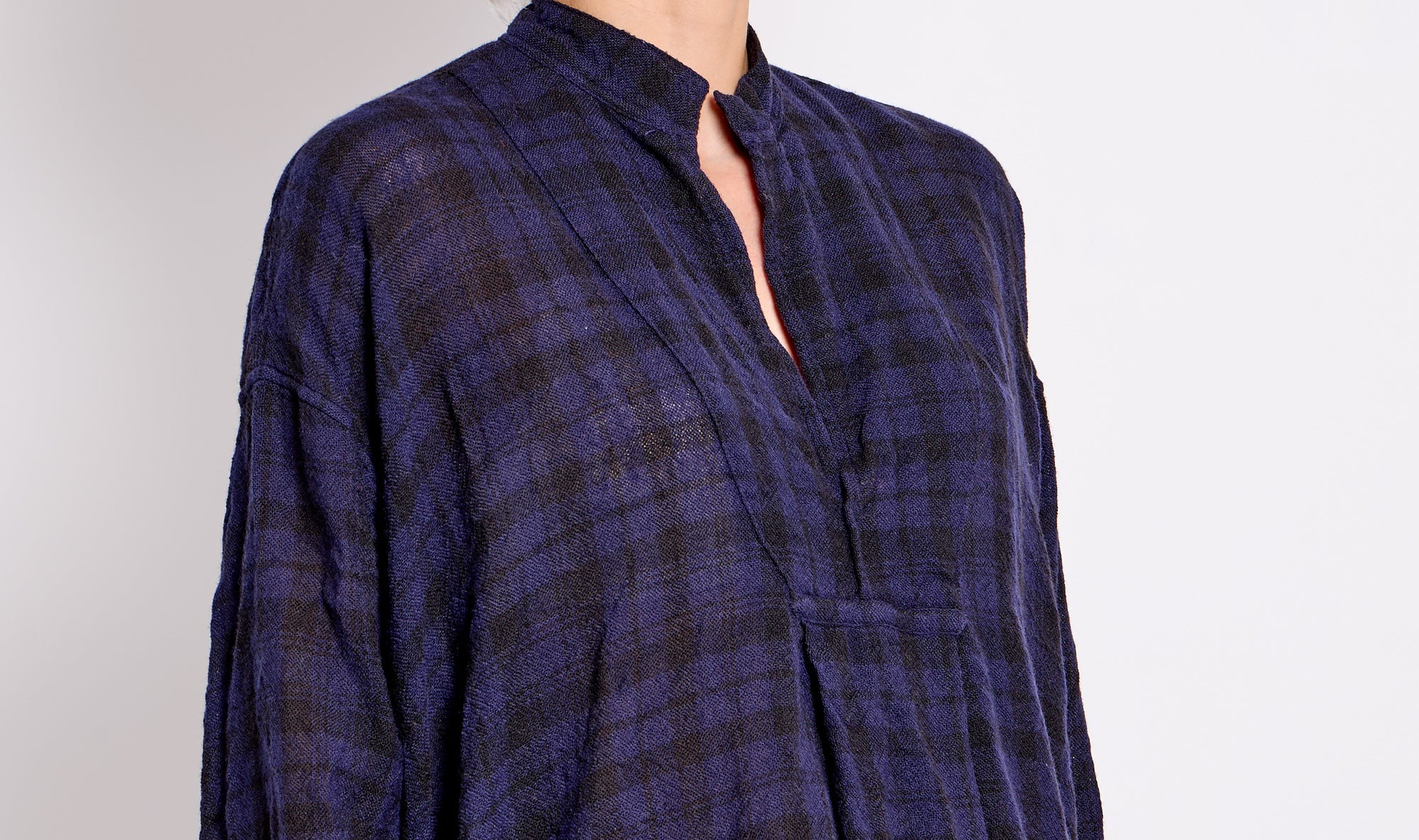 blue tartan wool outfit Après Paris