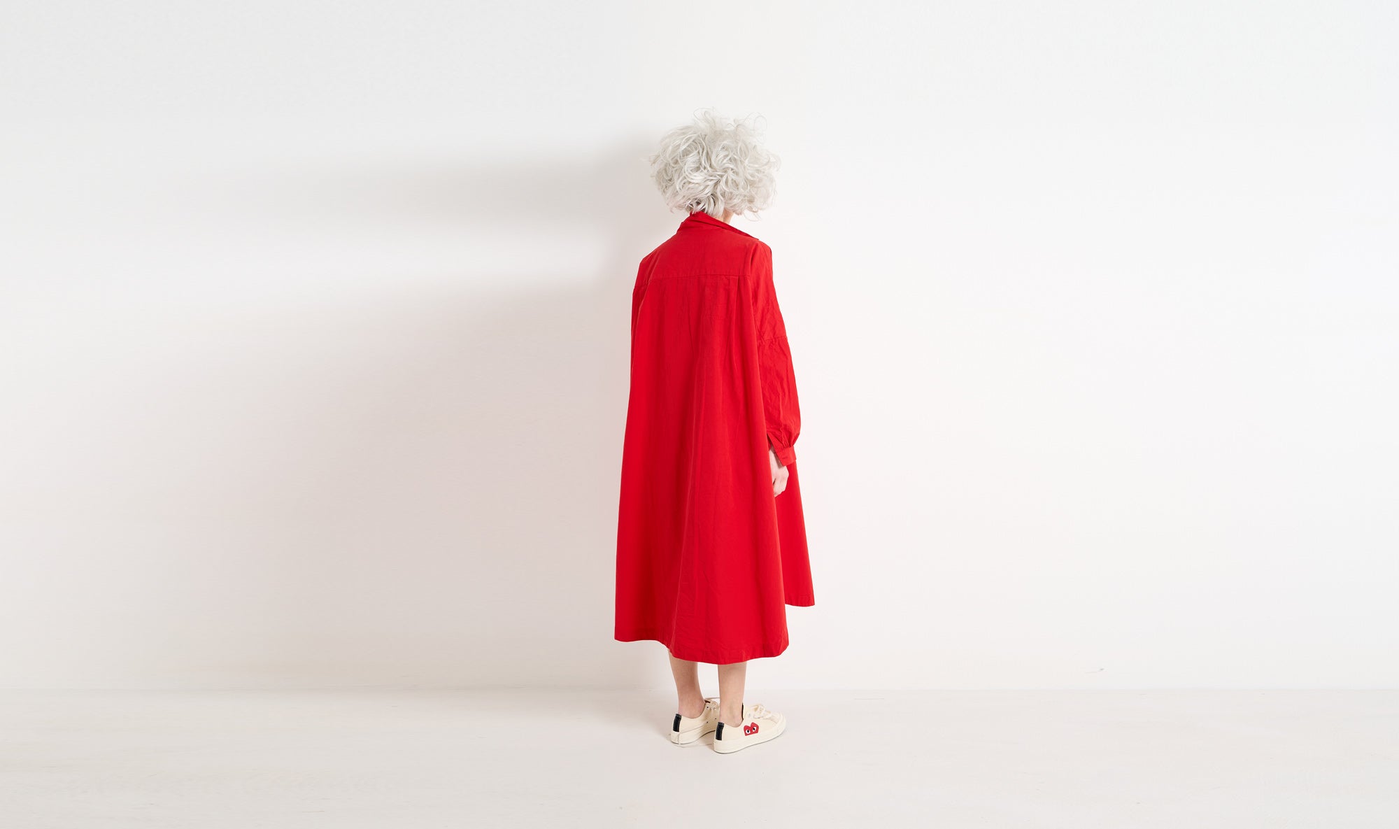 red cotton shirt dress