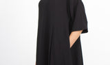 black wool crepe dress