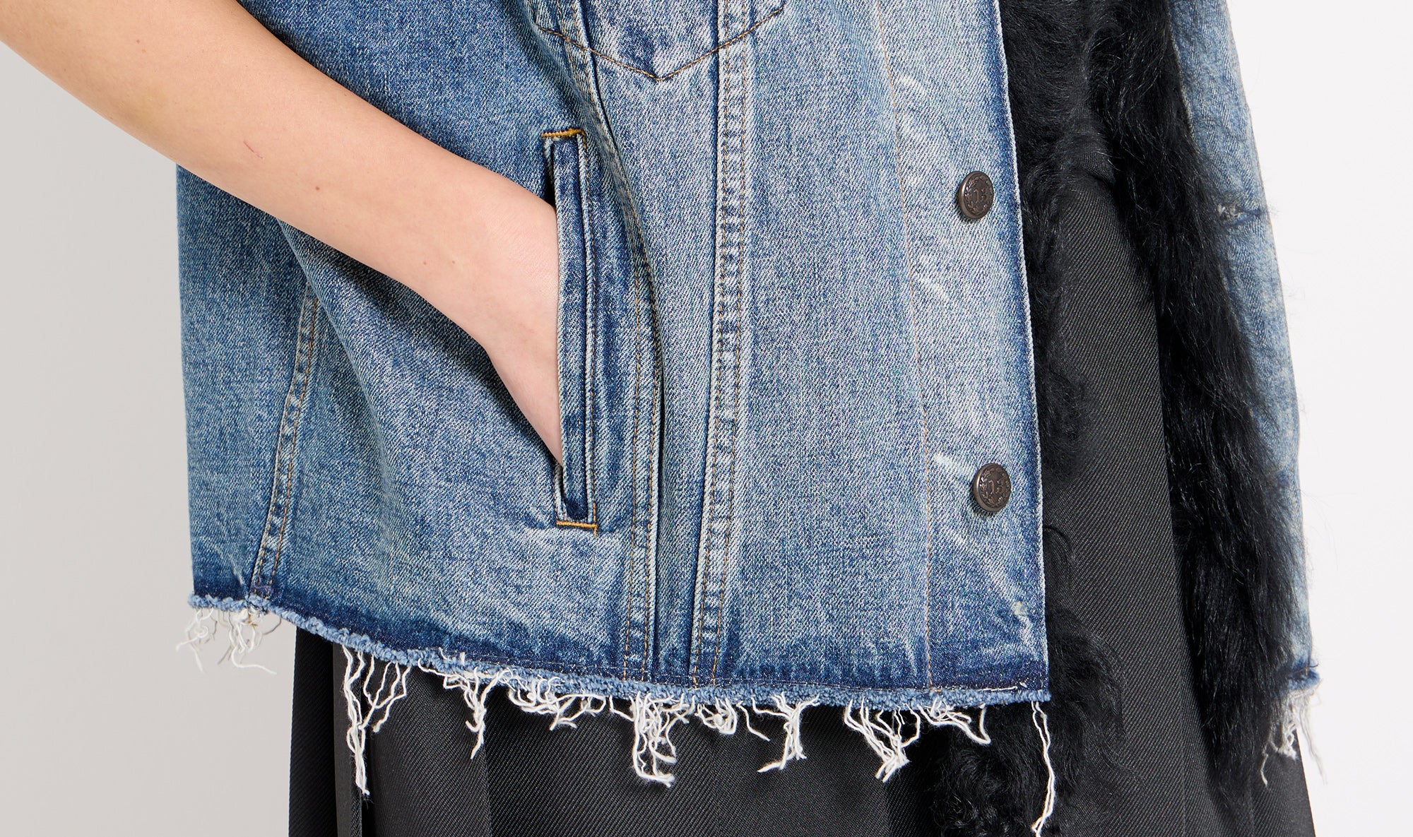 denim black fur gilet Après Paris