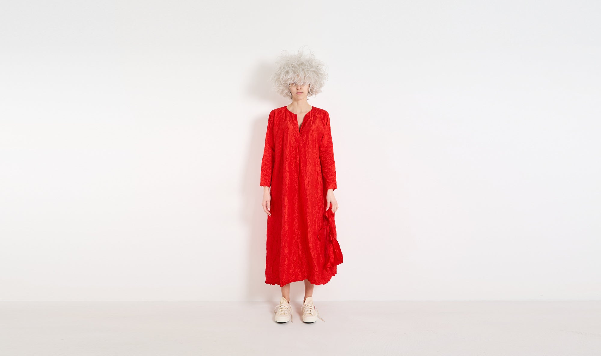 fired red silk dress