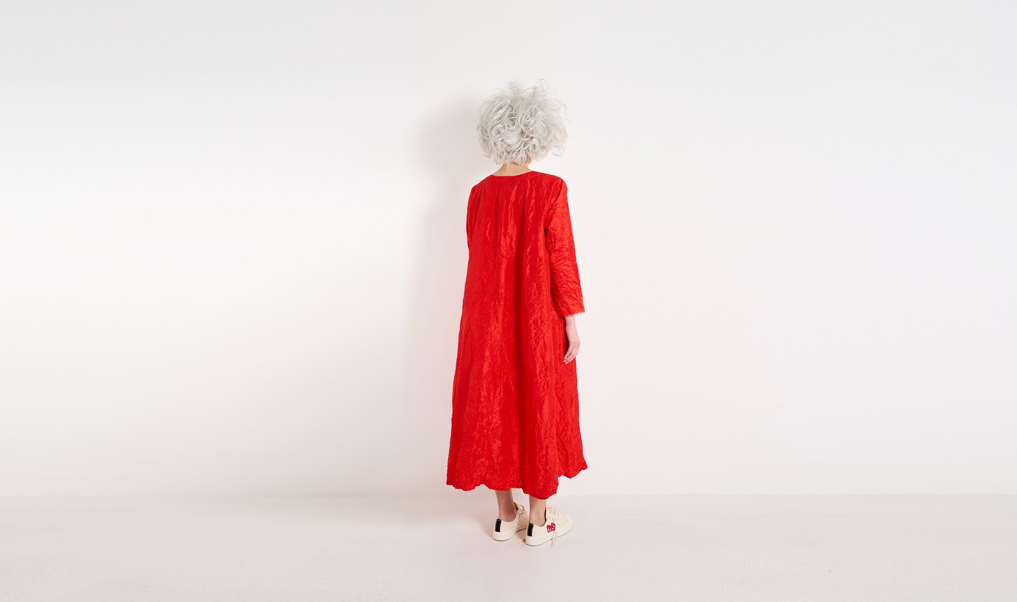 fired red silk dress