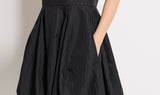 black pinstripe polyester dress