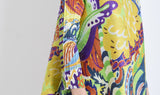 multicolor pattern plissé dress