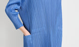 vestito blu longuette plissé