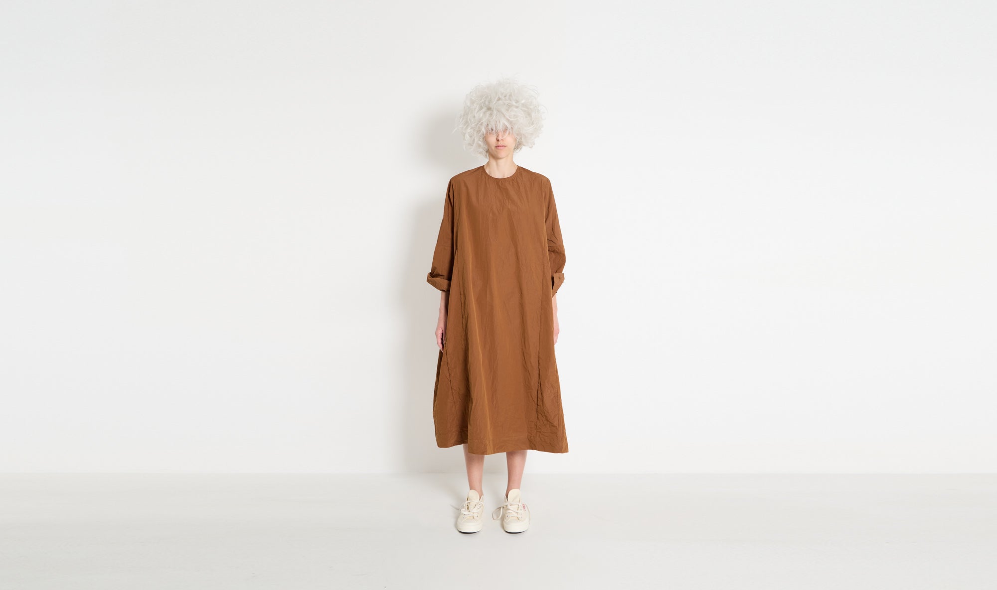 brown large cotton dress