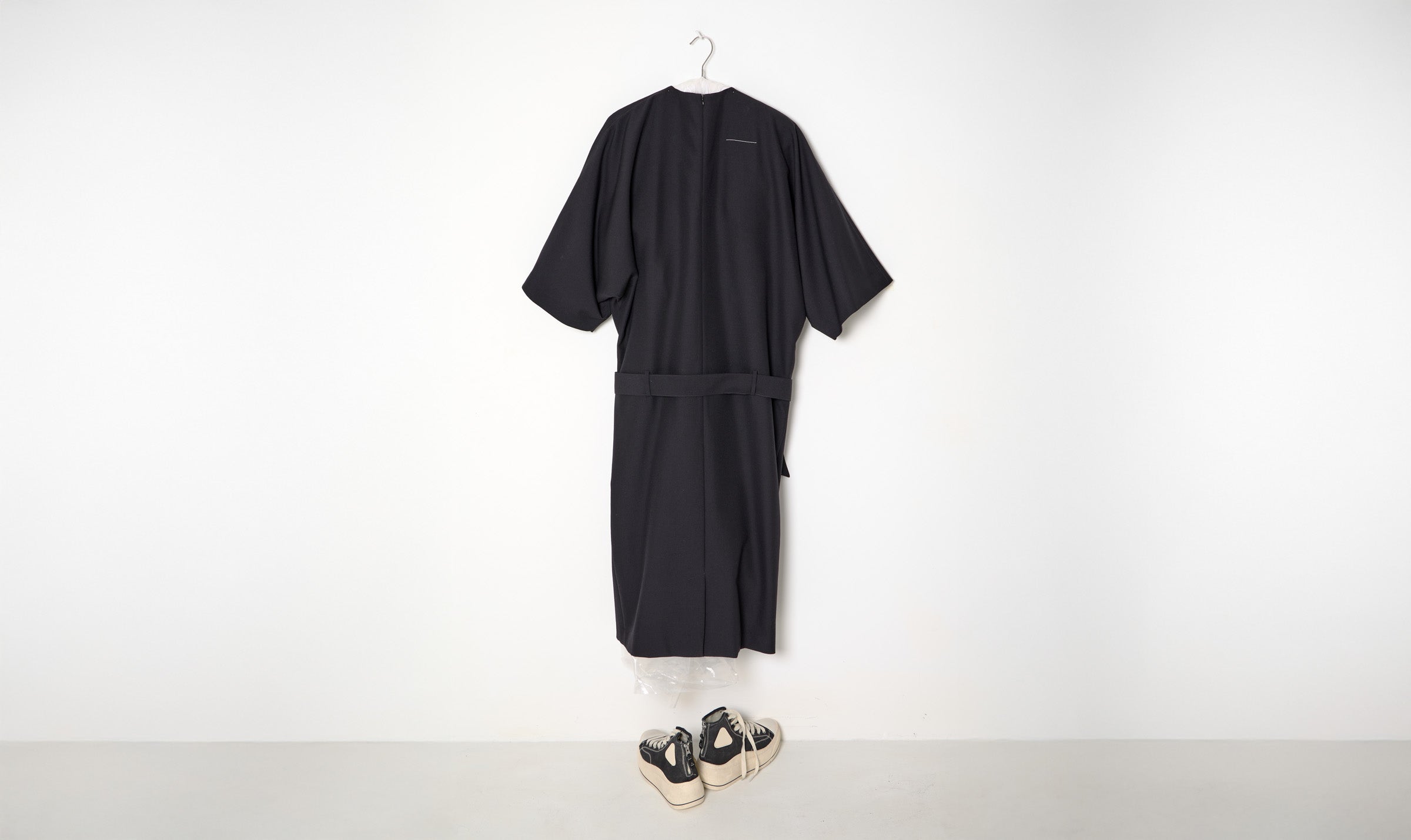 Long Black Wool Minimal Dress