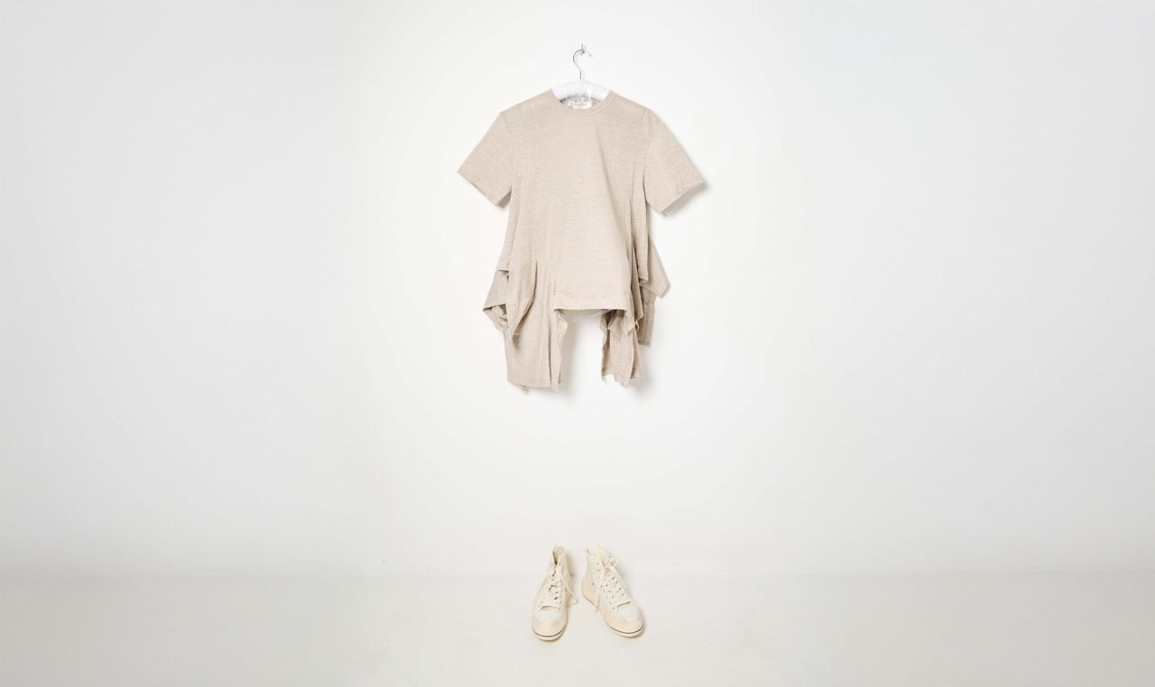 ecru linen draped t-shirt