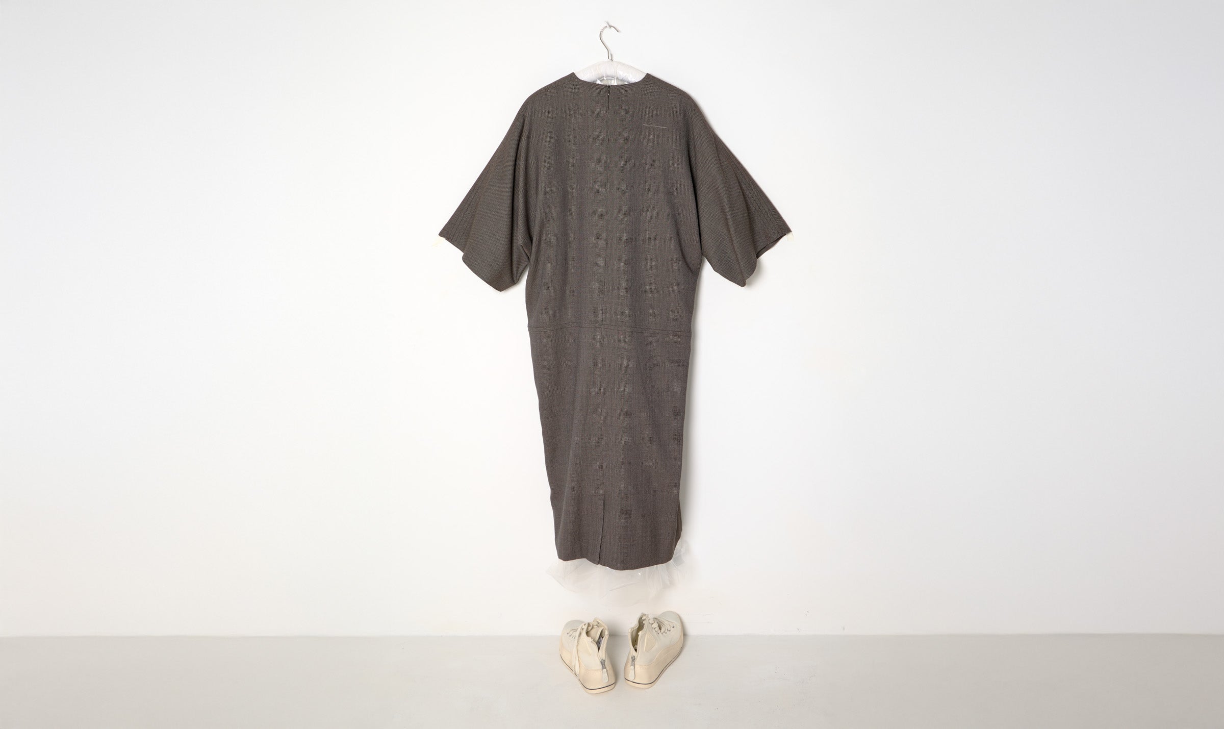 Long Textured Brown Minimal Dress