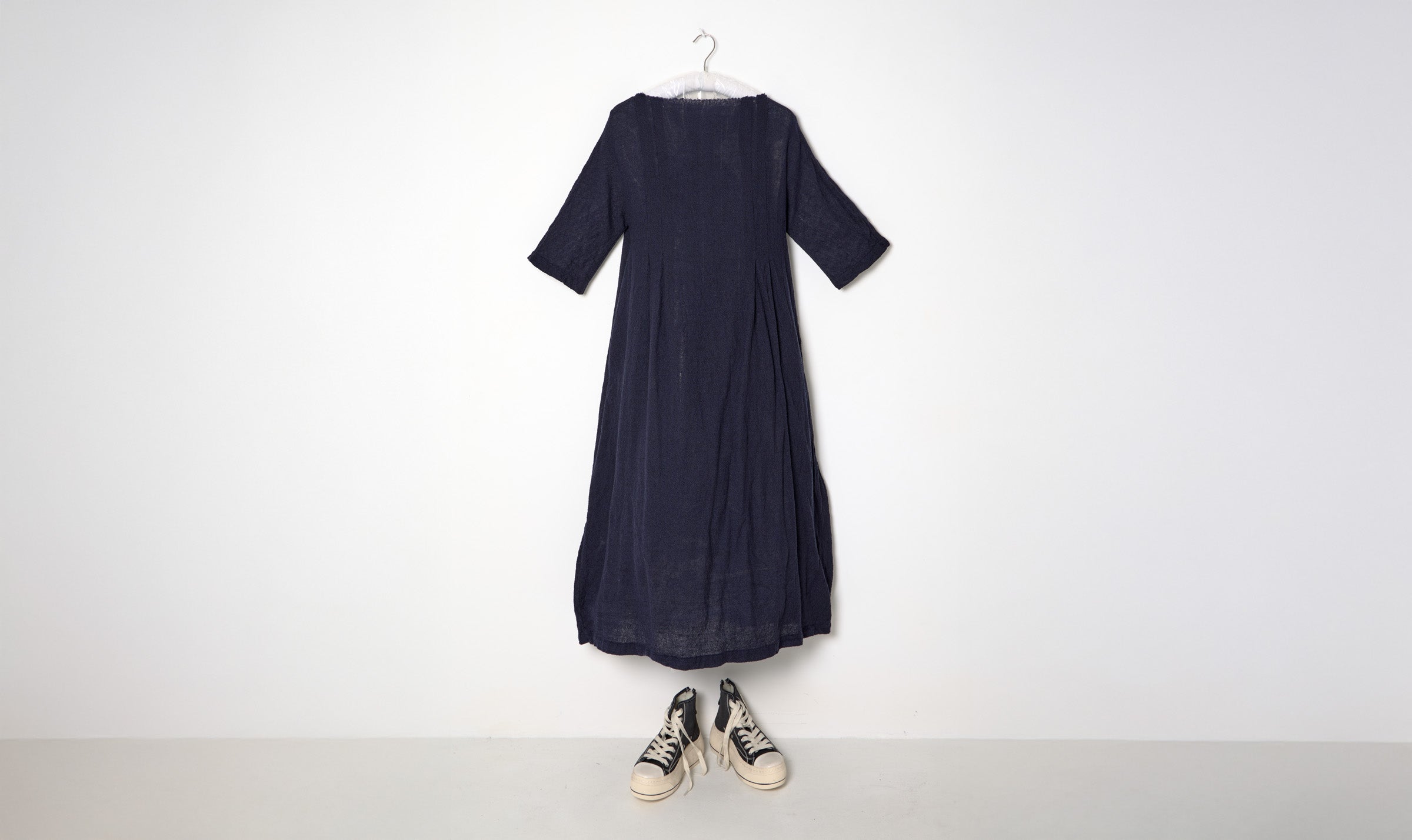 blue navy longuette wool dress