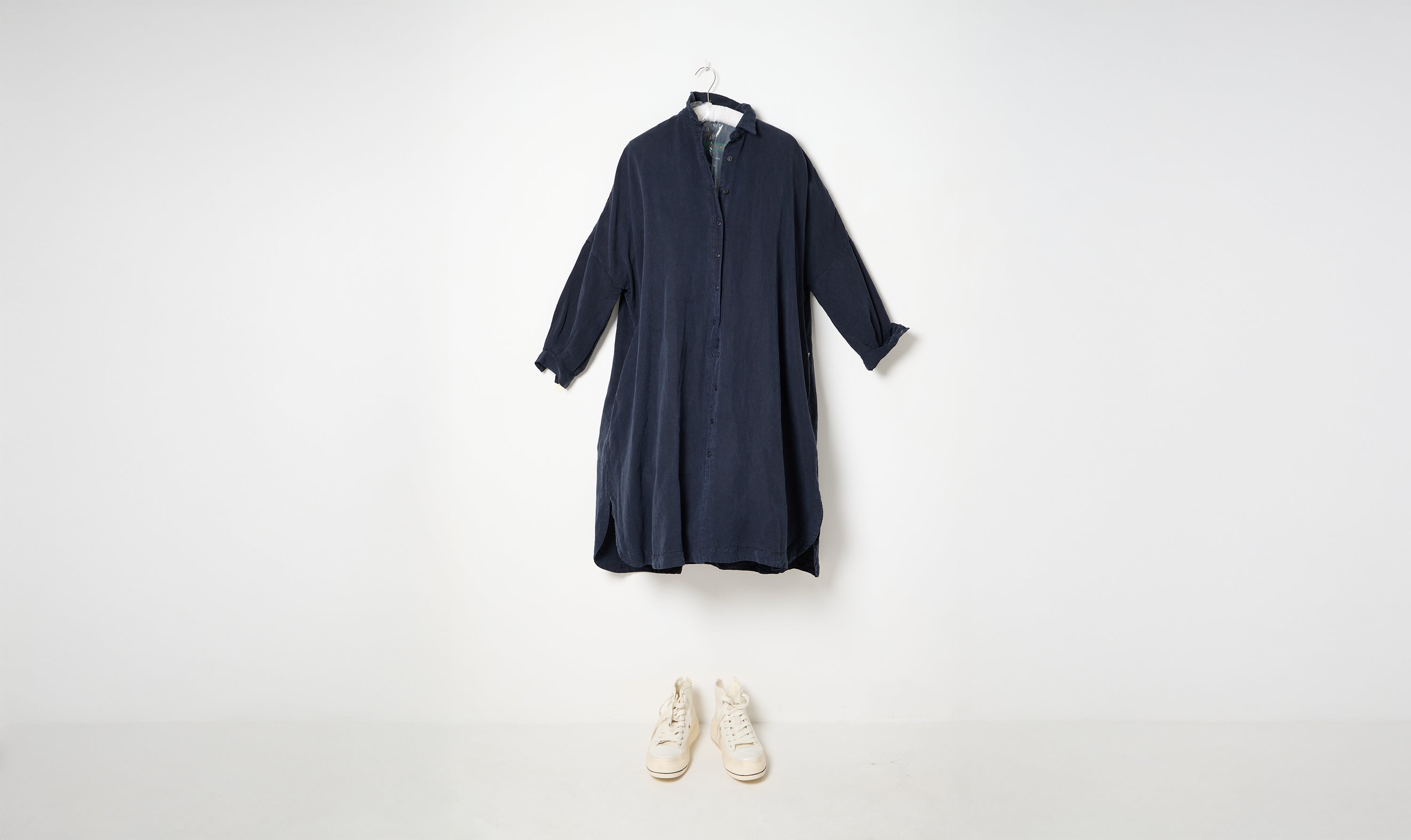 washed navy cotton shirt dress