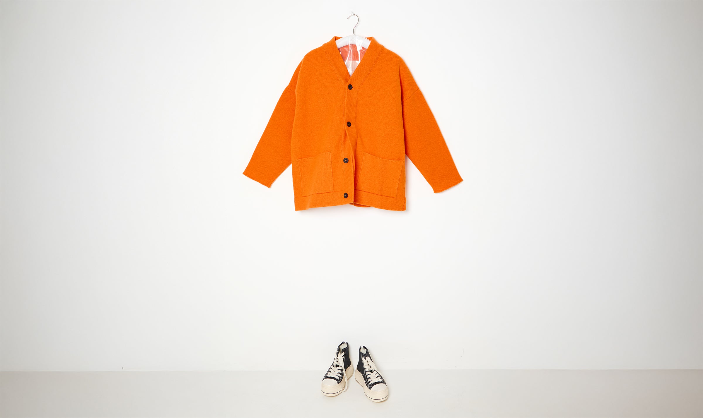 orange lambswool cardigan