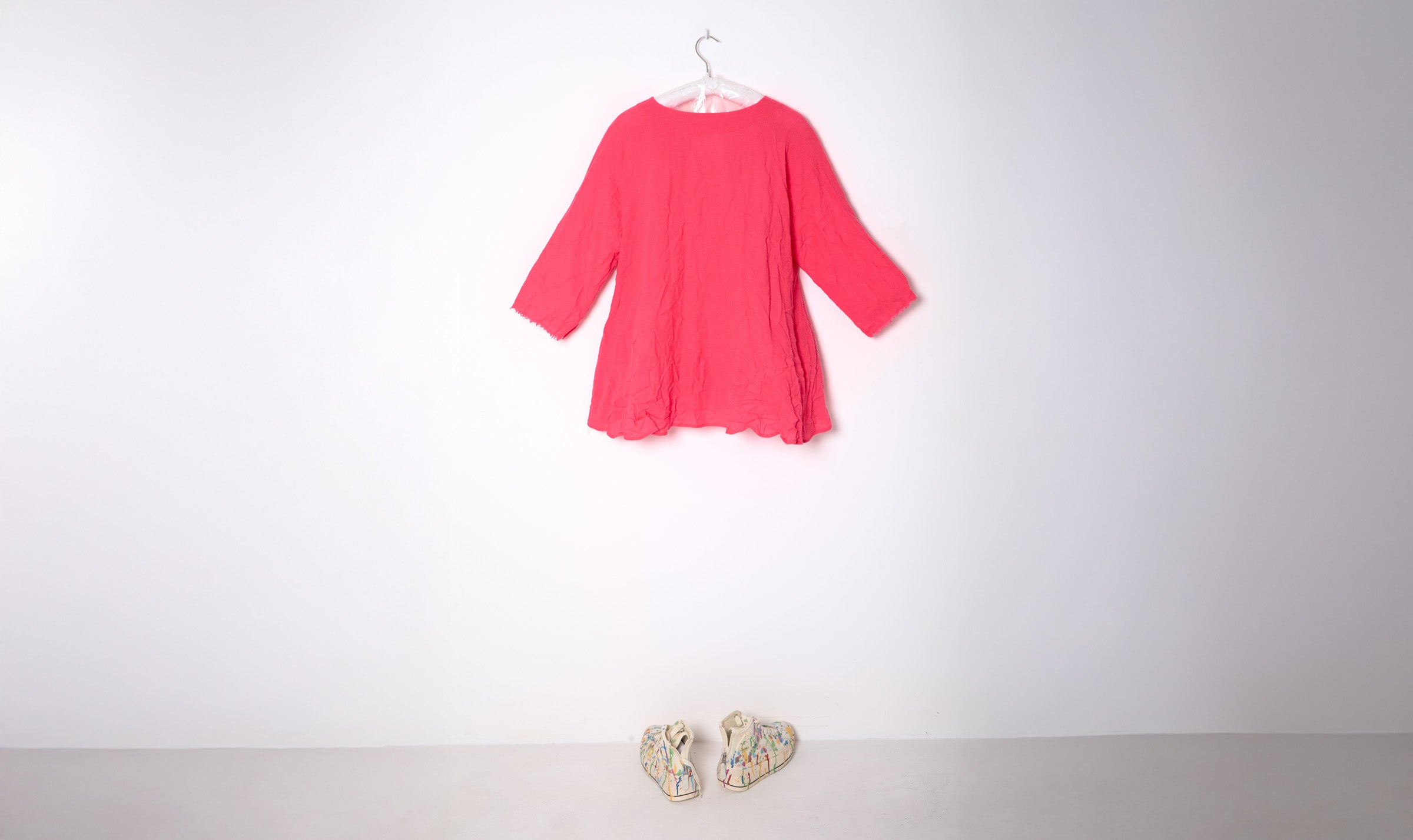 fucsia wool gauze flared tunic