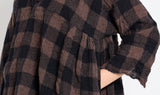 black brown check wool tunic