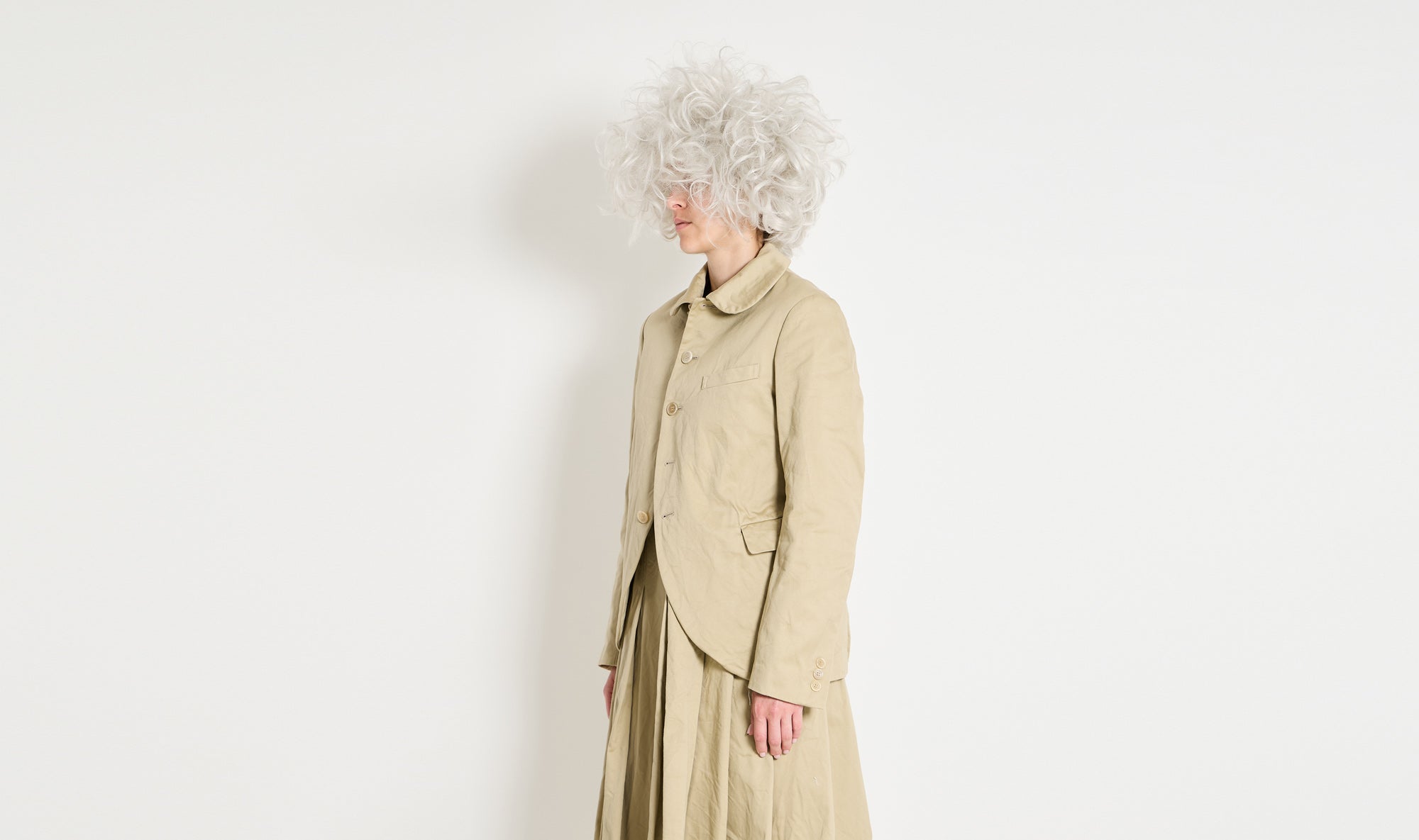 beige light buttons jacket