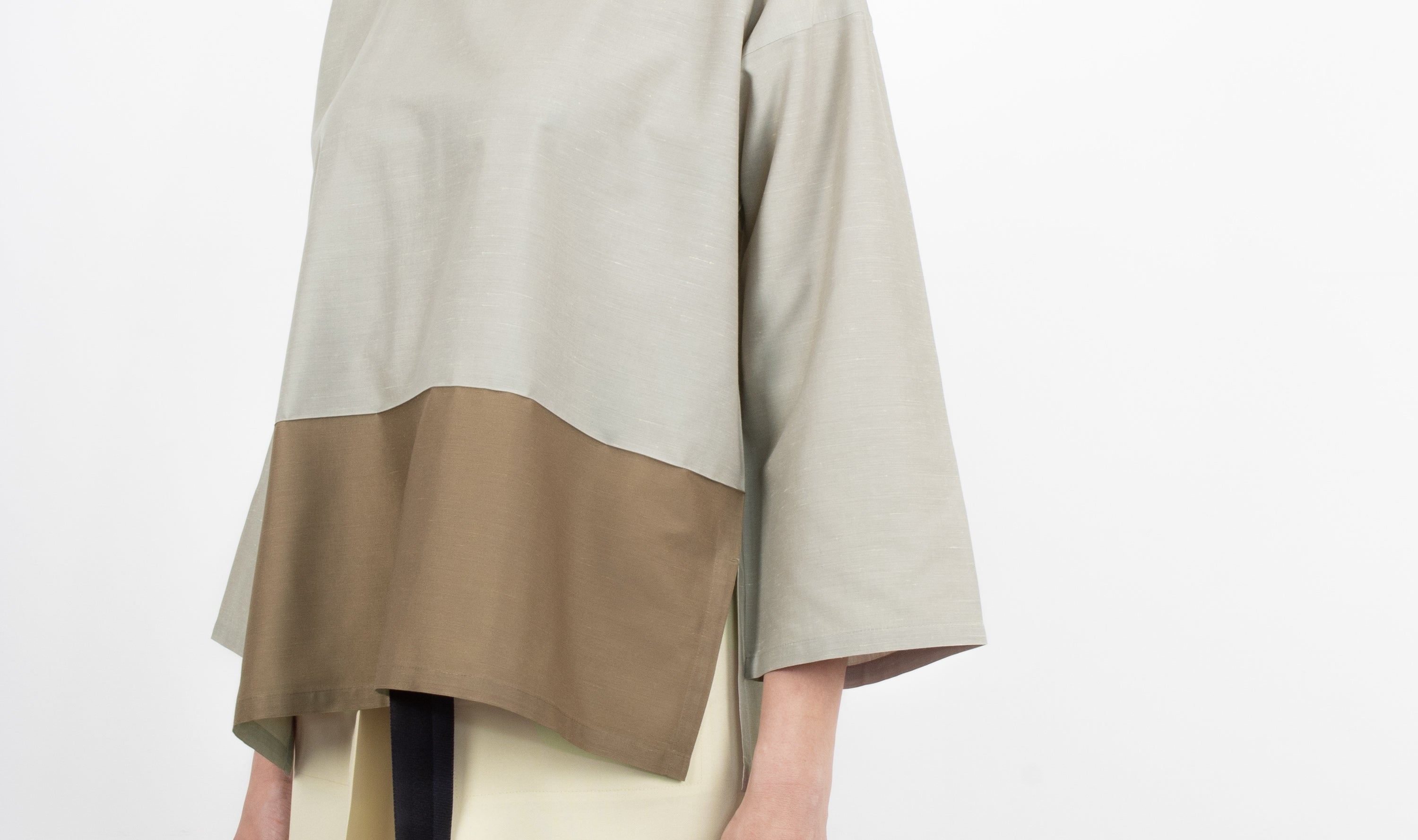 slub brown grey polyester tunic