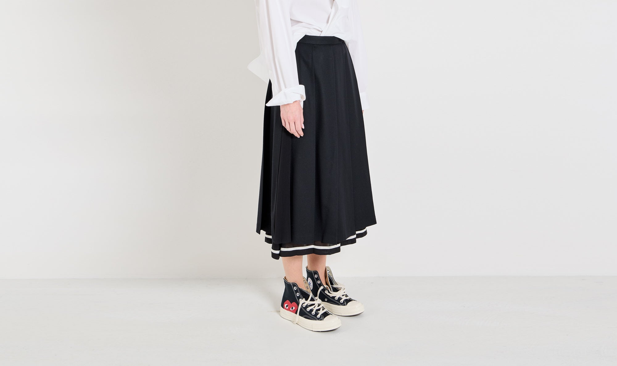 black white line skirt