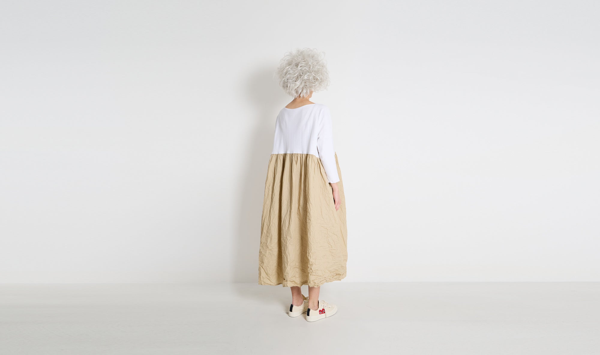white beige cotton dress