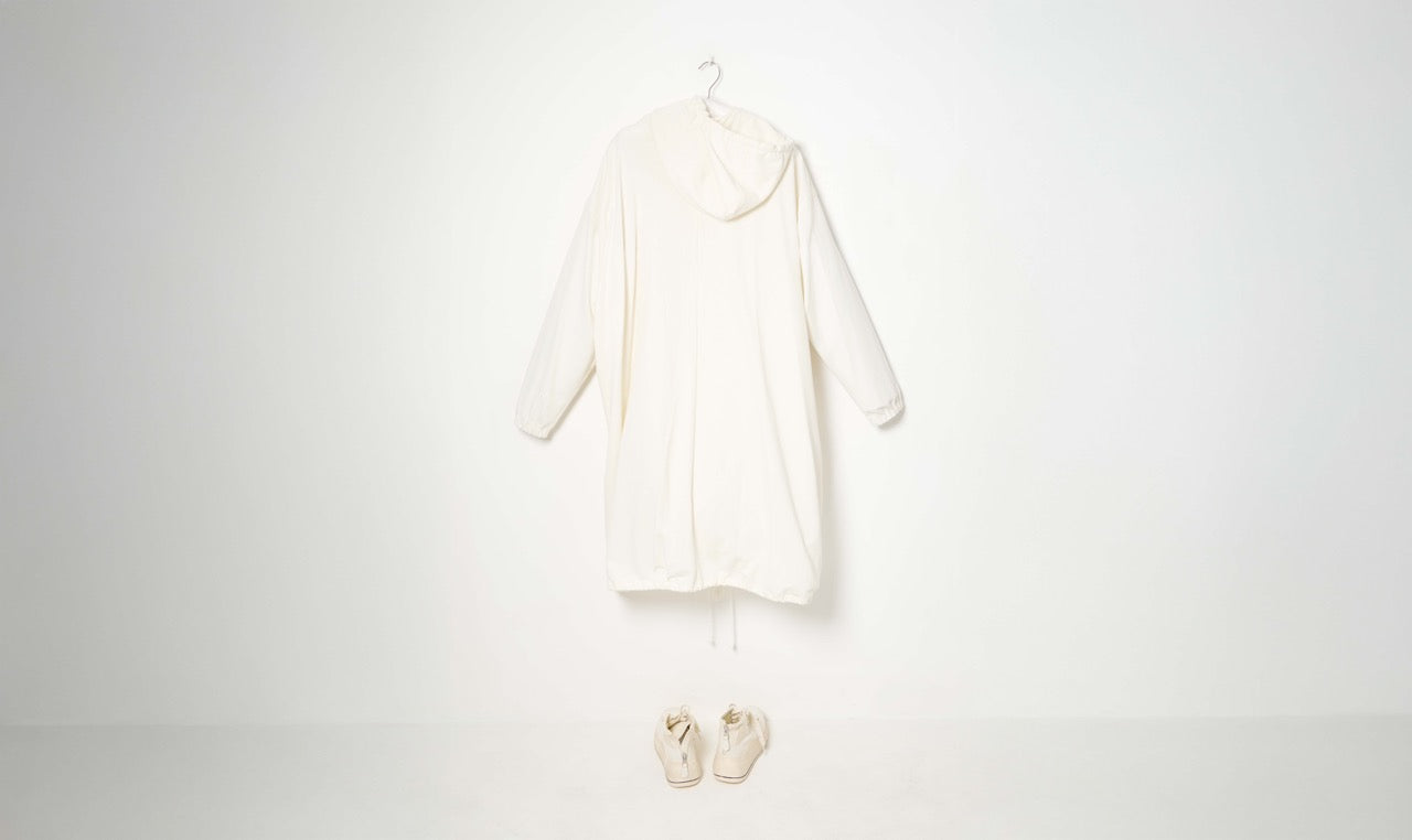 off white cotton raincoat