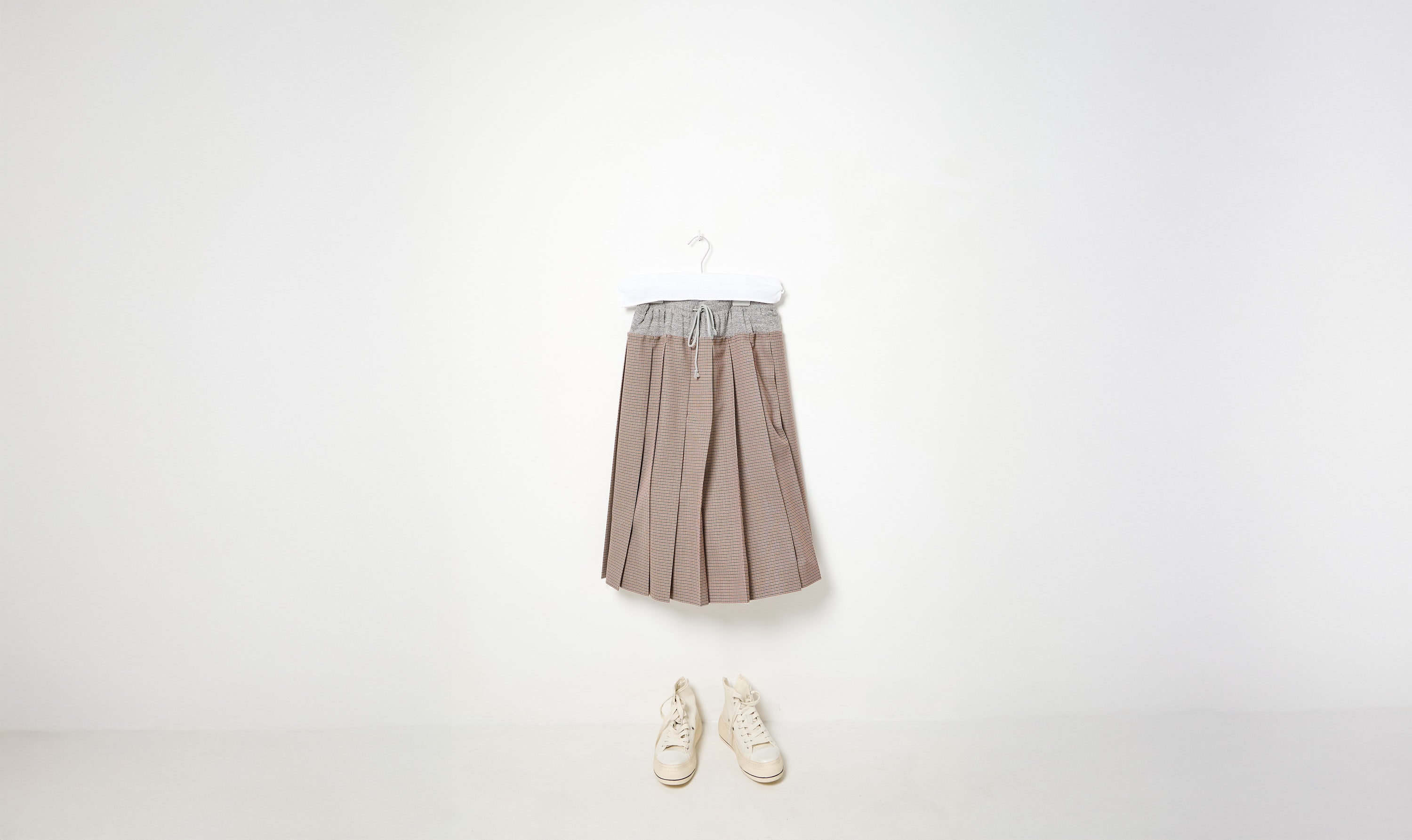 cotton brown check skirt
