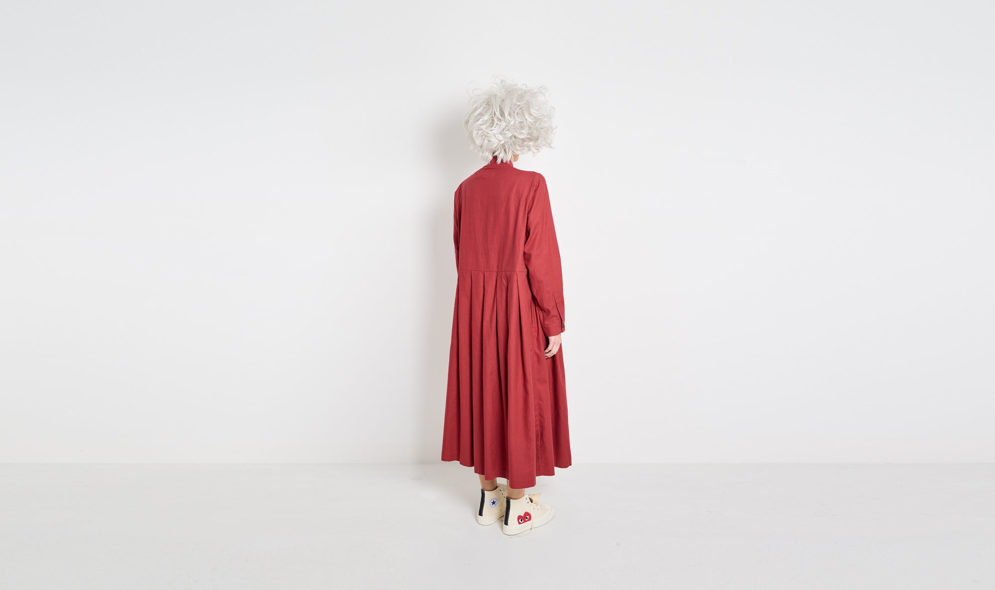 red cotton wool dress