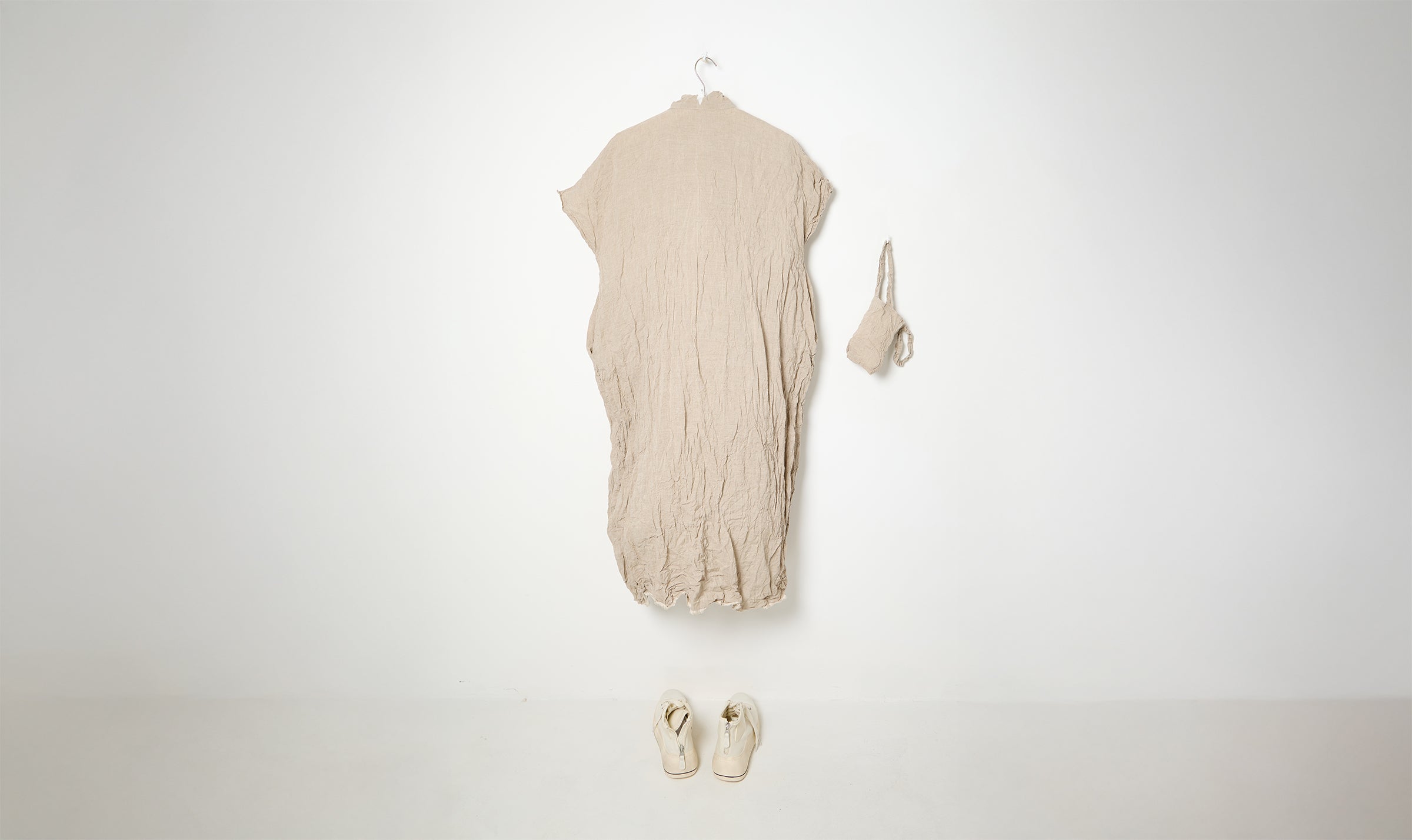 washed natural beige linen dress