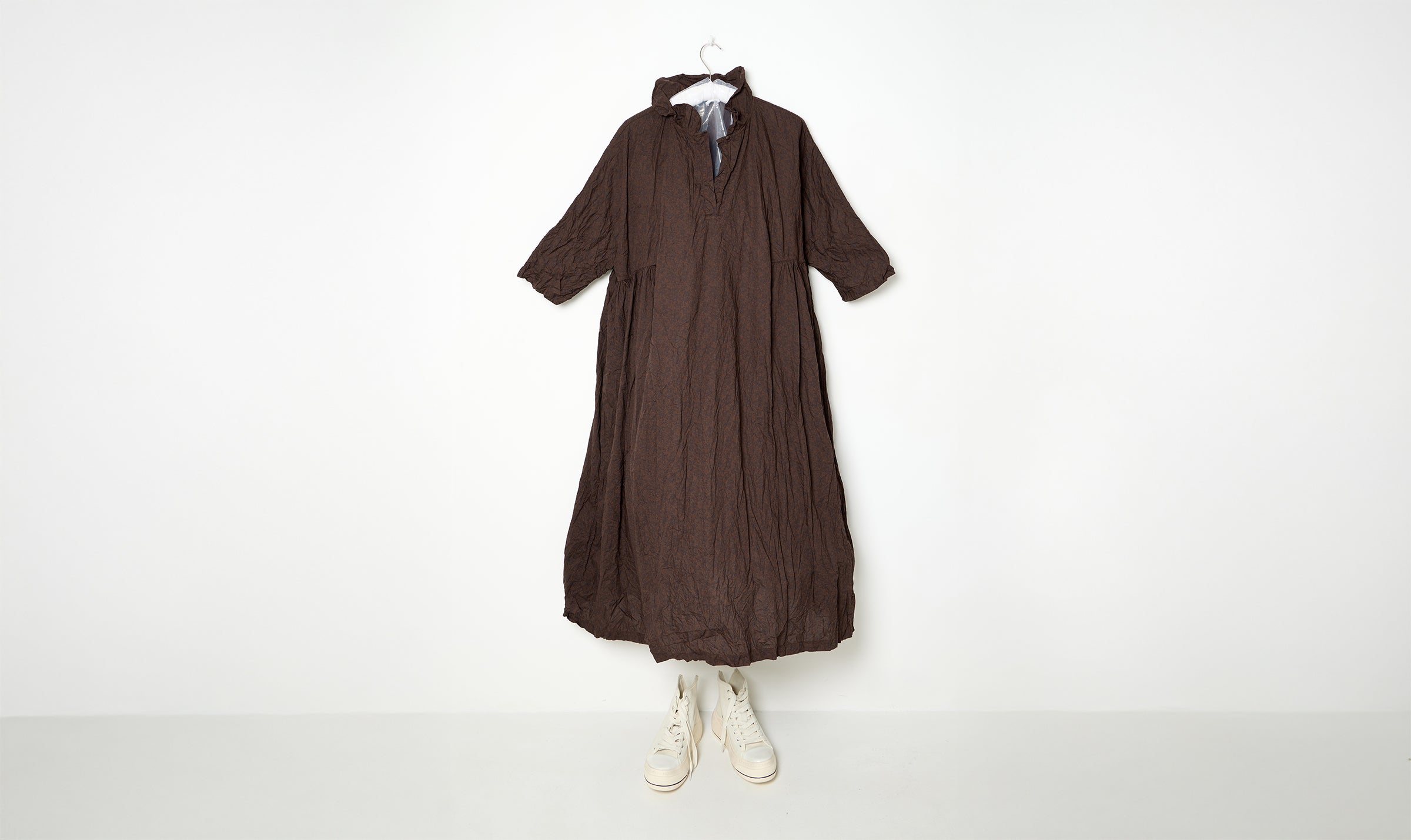 washed cotton brown/curcumin dress