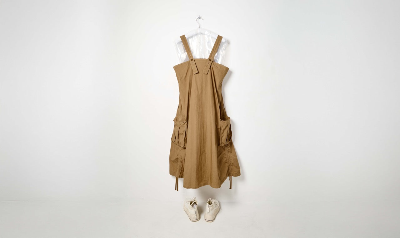 beige cotton salopette dress