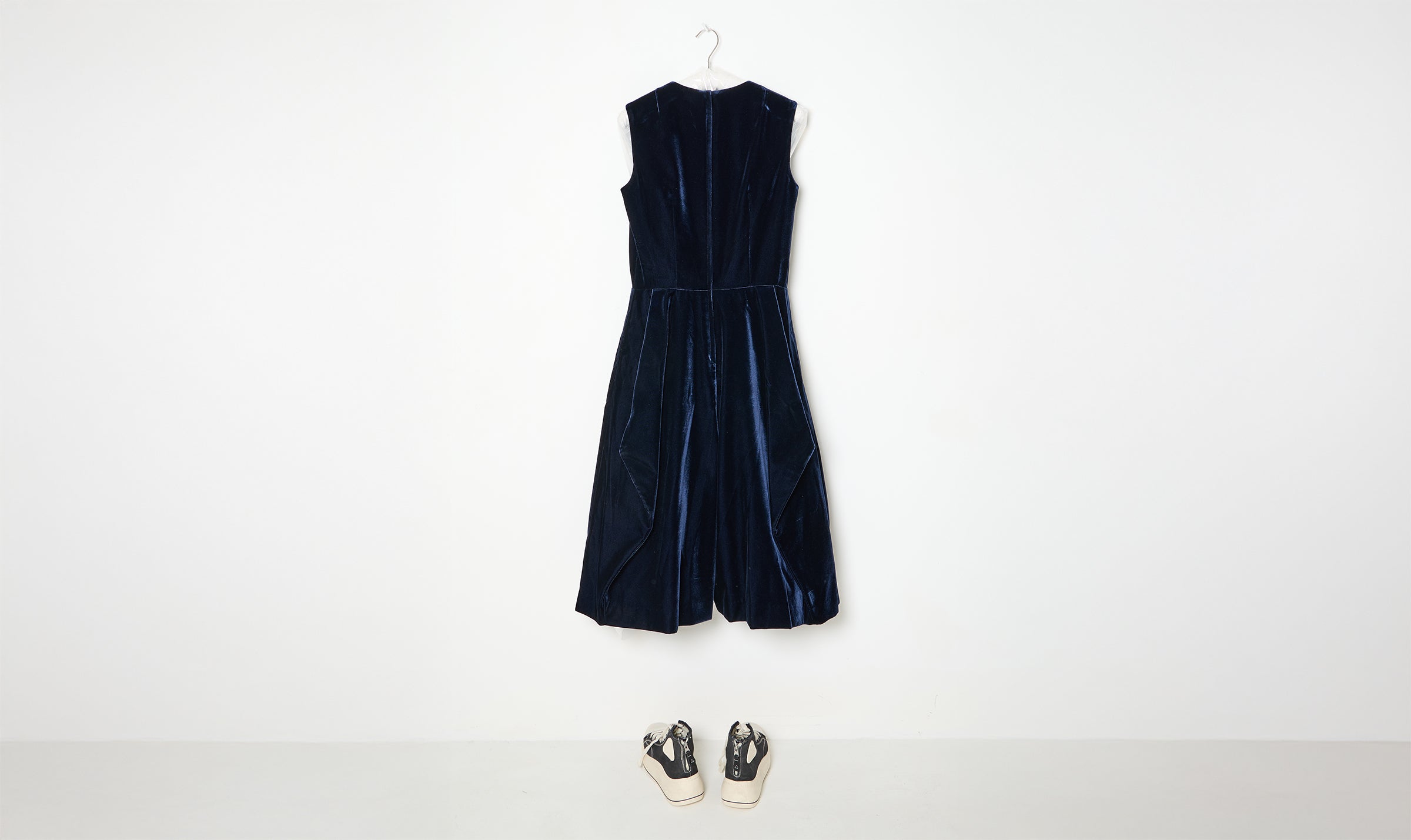 blue navy cupro velvet dress