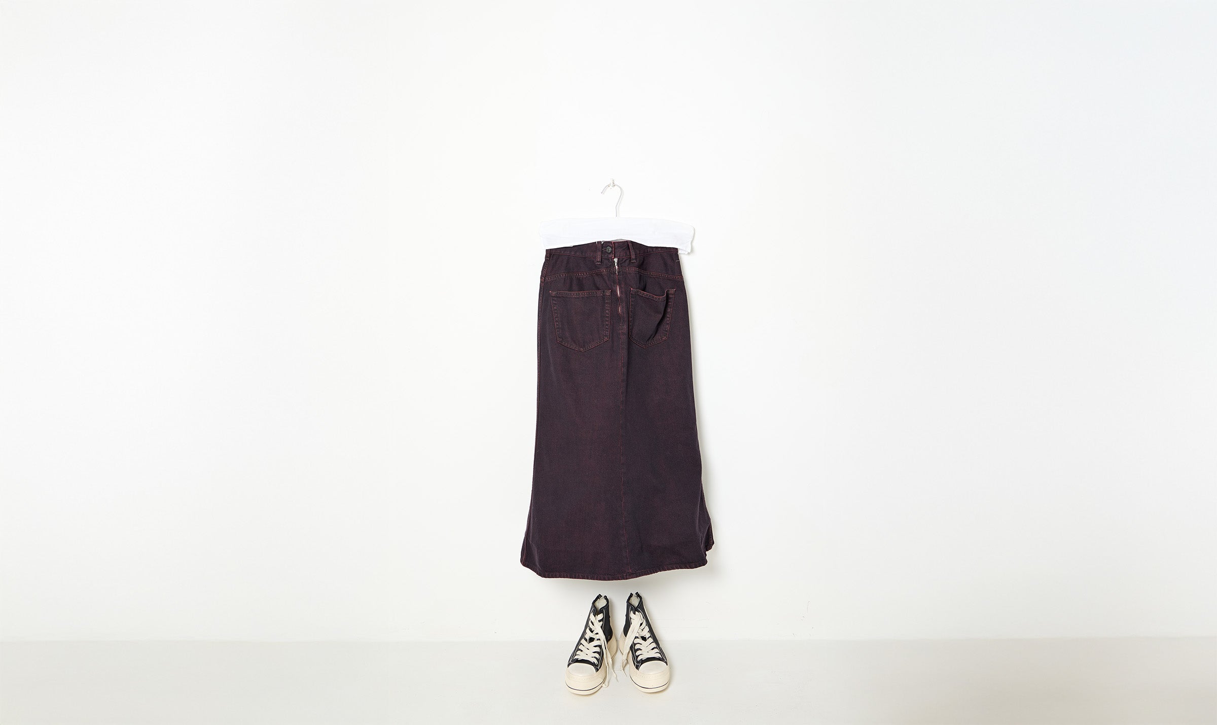 bordeaux denim skirt