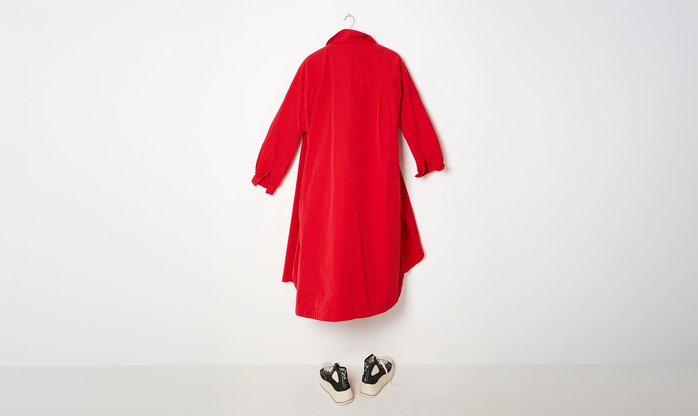 red cotton shirt dress