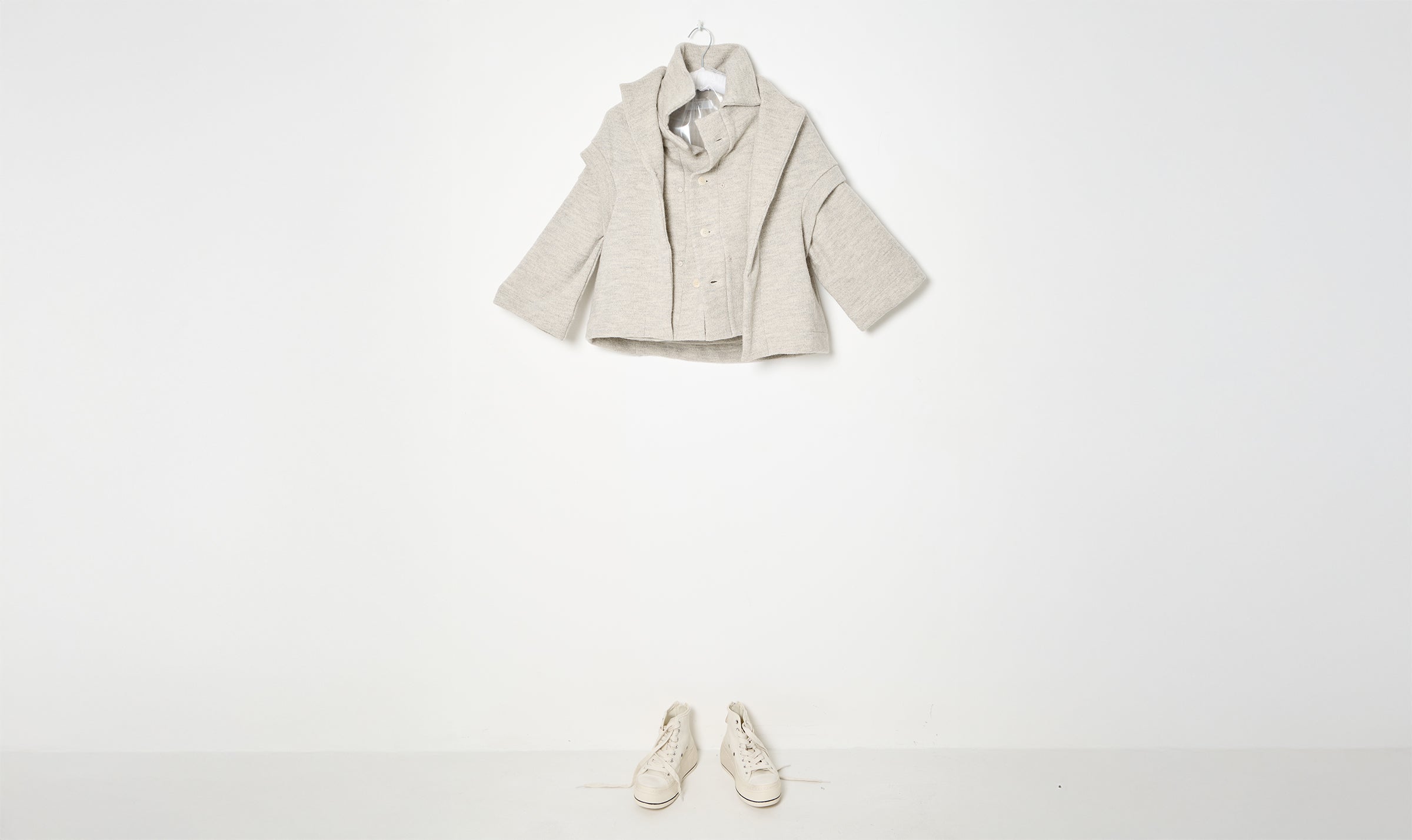 grey deconstructed wool/cotton cardigan