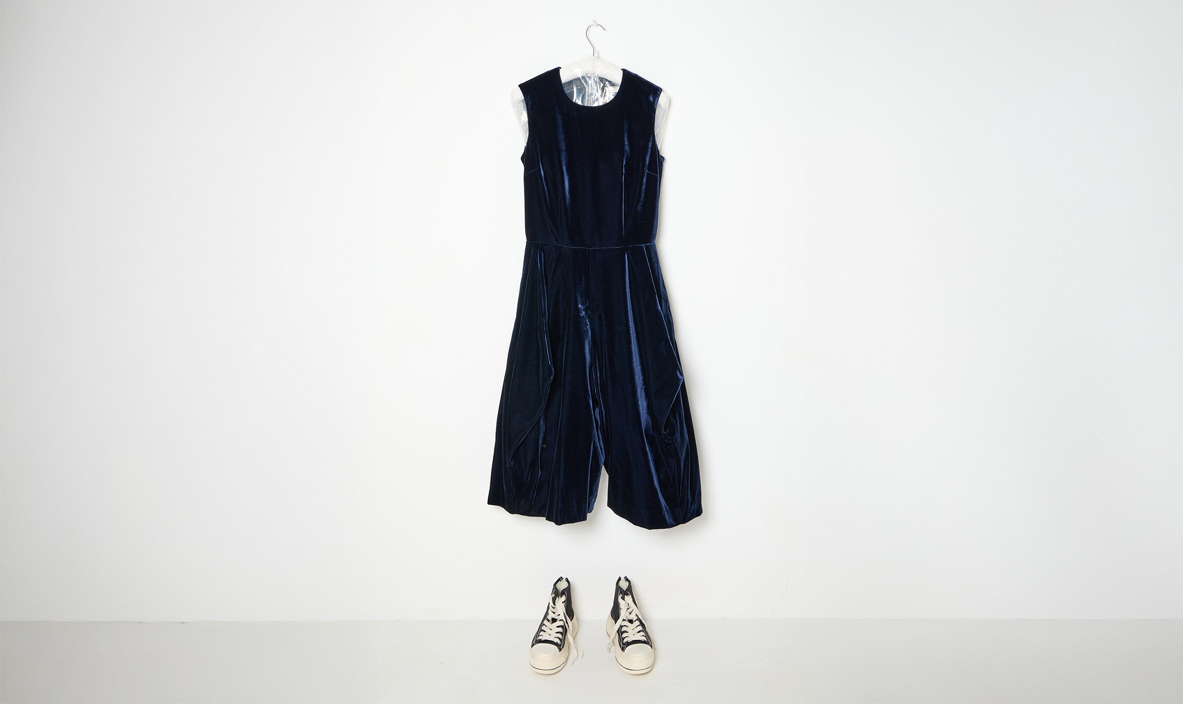 blue navy cupro velvet dress