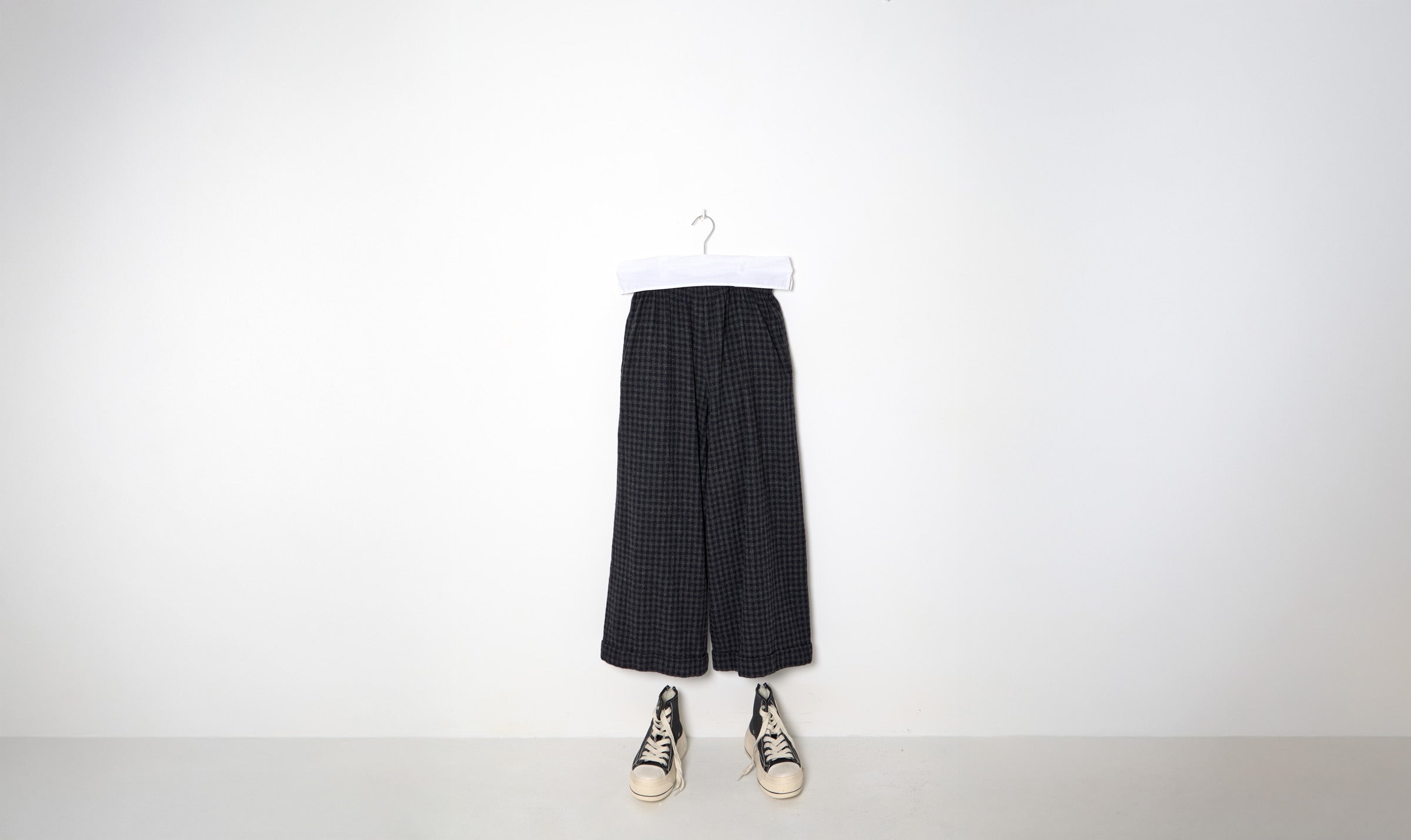 soft blue anthracite check trousers