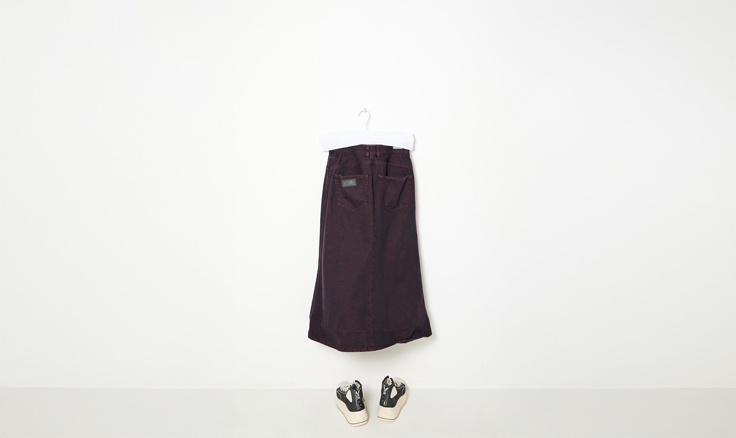 bordeaux denim skirt