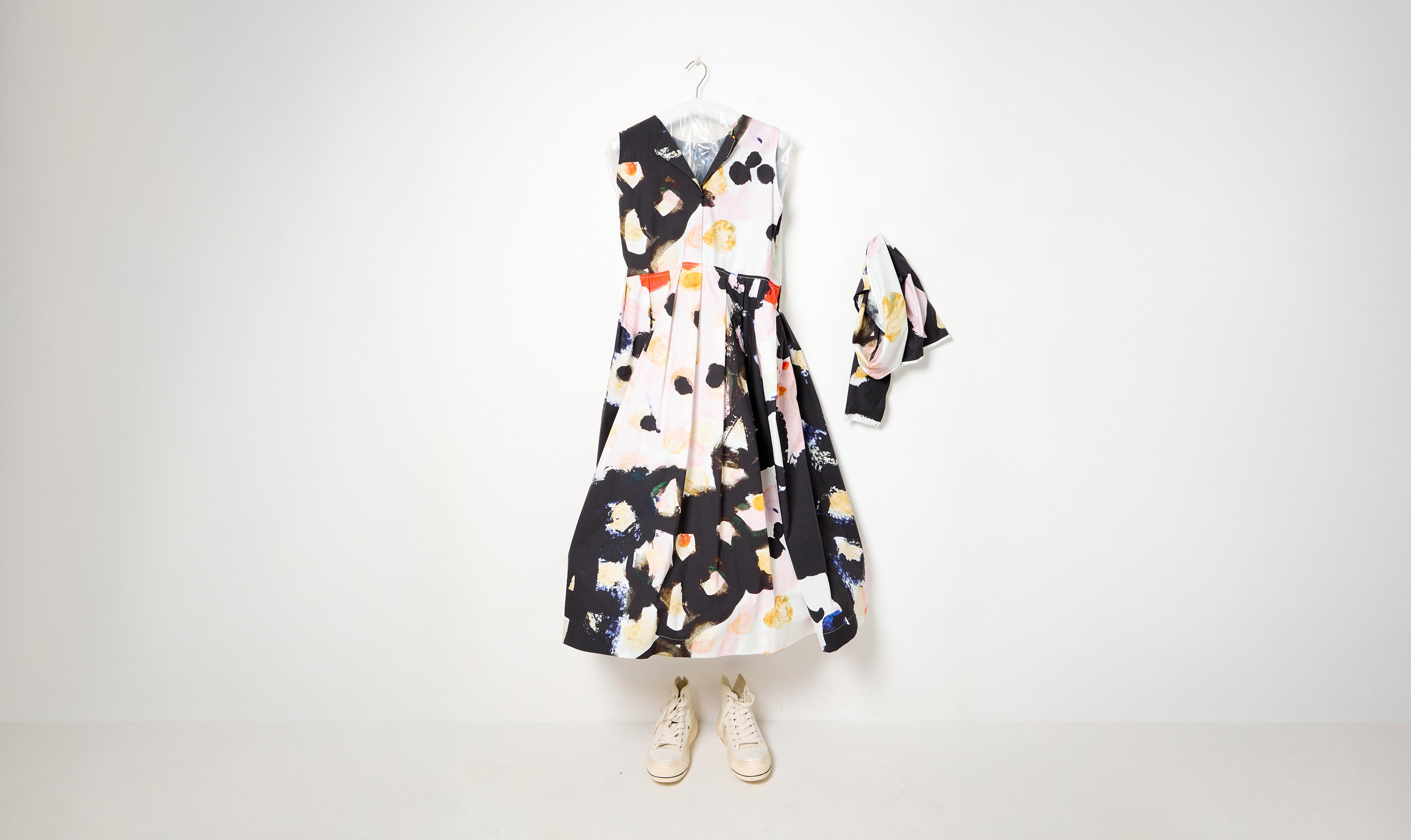abstract print cotton sleeveless operaio dress