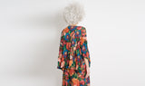 multicolor big flowers cotton tunic