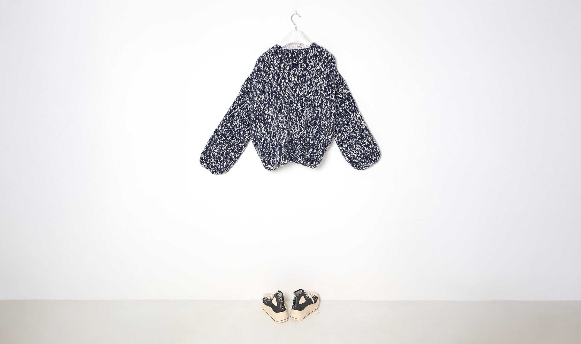 blue white melange cardigan