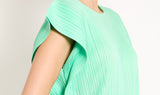 mint green plissé dress