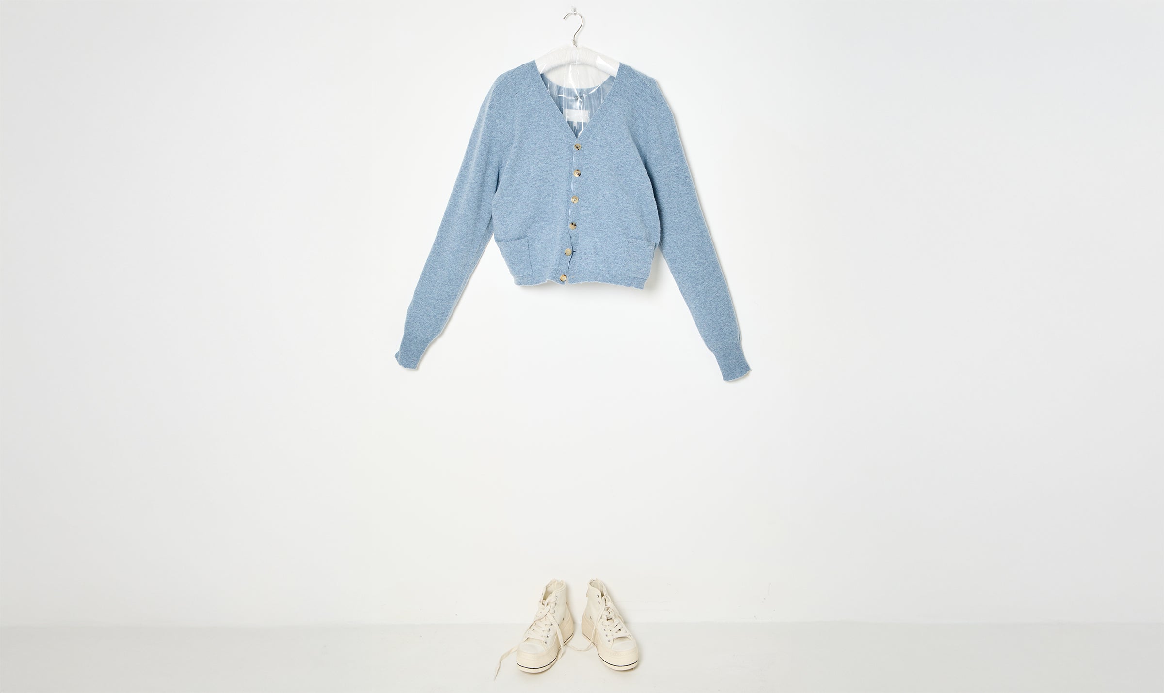 light blue cardigan