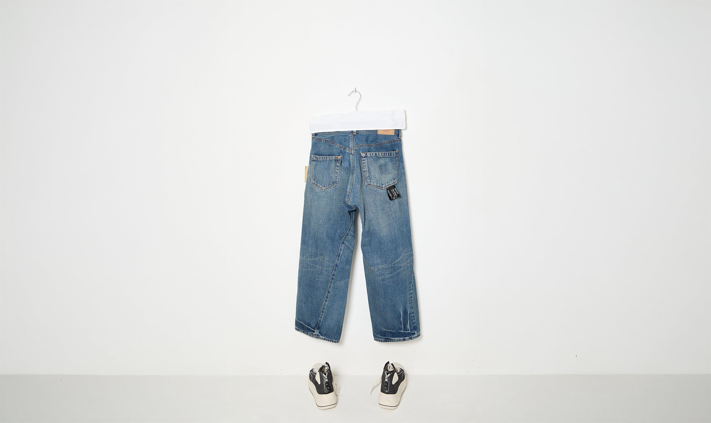 indigo embroidered cotton denim jeans