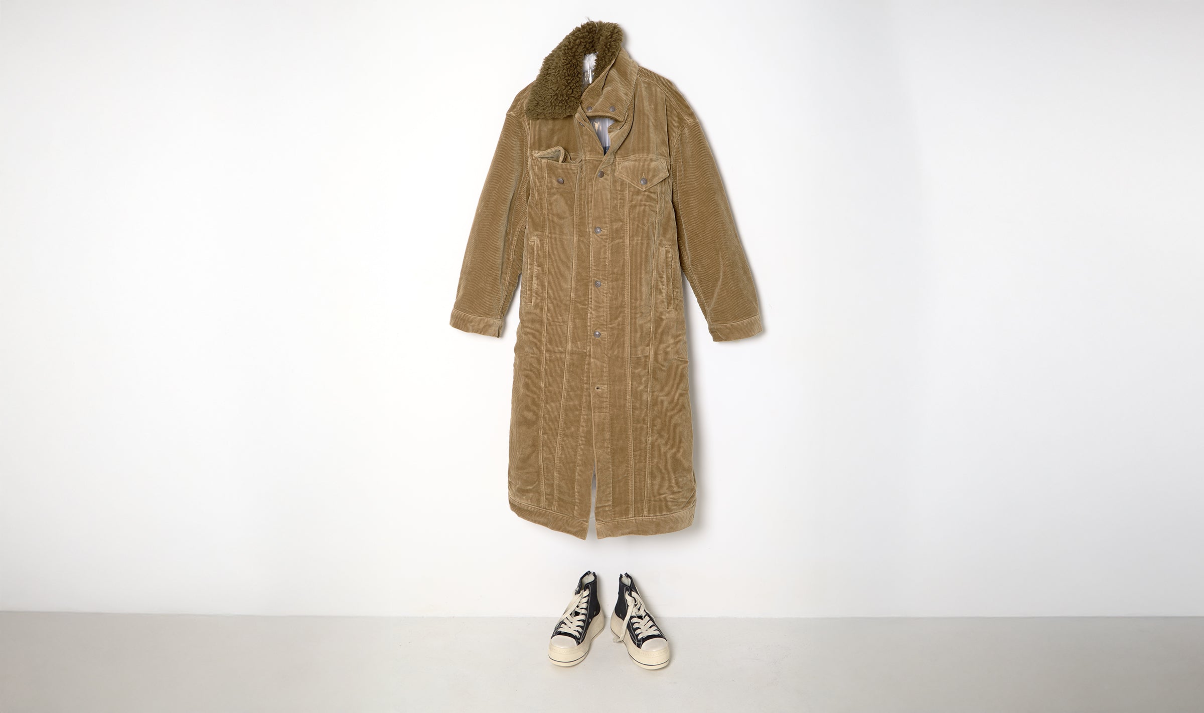 long camel trucker corduroy coat